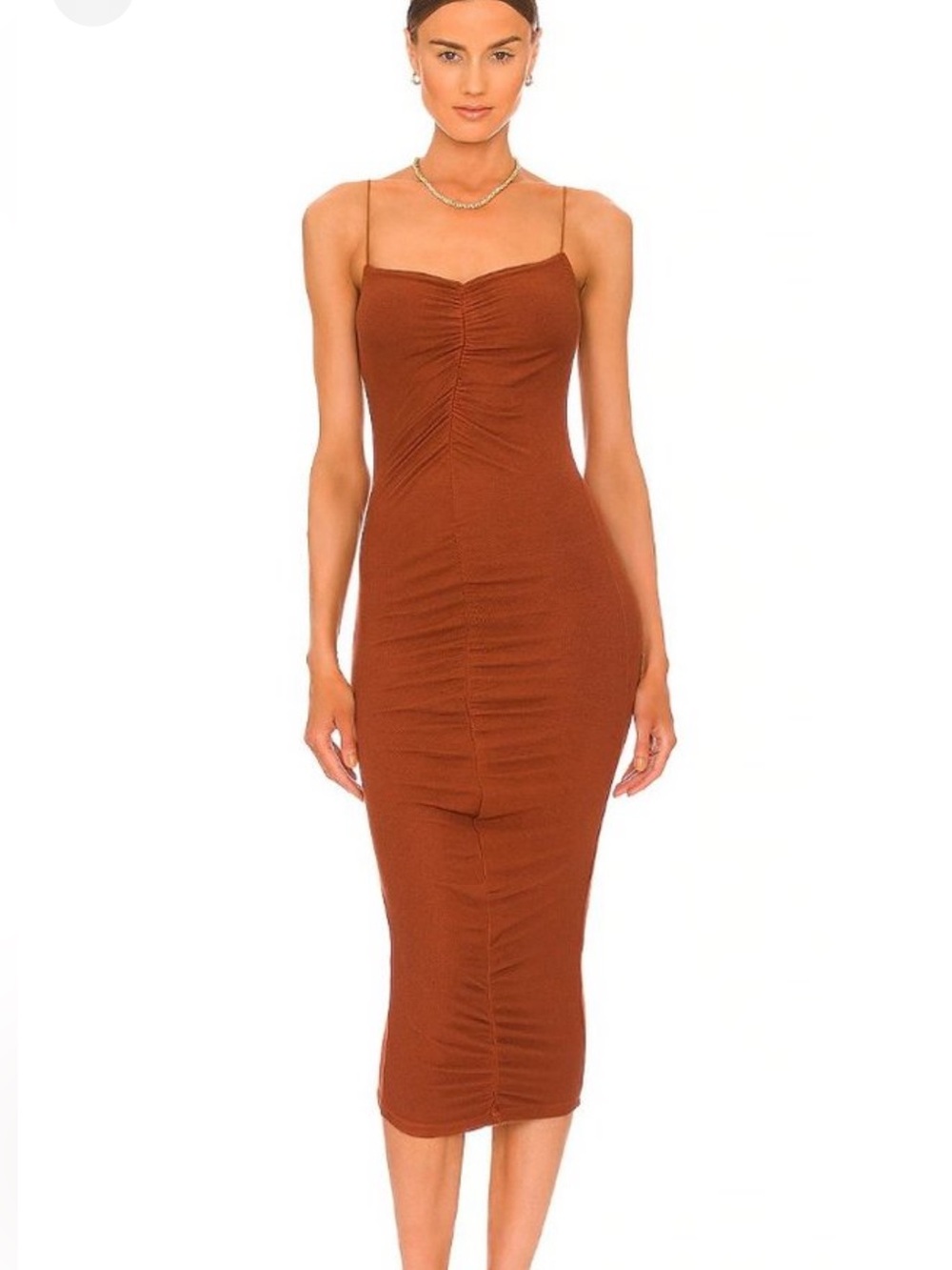 Enza Costa Ruched Bodycon Midi Dress